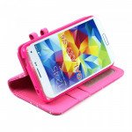 Wholesale Samsung Galaxy S5 Diamond Flip Leather Wallet Case with Stand (Hot Pink)